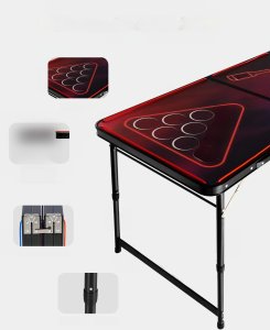 Stół do beer ponga z regulacją wysokości składany gra towarzyska 2,4m + LED 12
