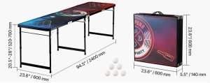 Stół do beer ponga z regulacją wysokości składany gra towarzyska 2,4m + LED 2