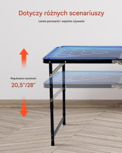 Stół do beer ponga z regulacją wysokości składany gra towarzyska 2,4m + LED 3