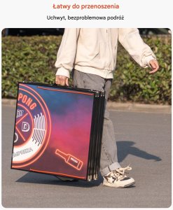 Stół do beer ponga z regulacją wysokości składany gra towarzyska 2,4m + LED 7