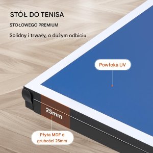Stół do tenisa stołowego Vevor Stół do tenisa stołowego składany mocny ping pong 25 mm zestaw piłka siatka 5