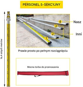 Poziomica laserowa obrotowa zielona 500m 360 z statywem i tyczką 5m 5