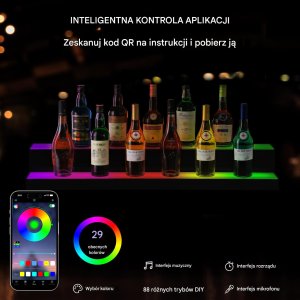 Podświetlana Półka na Butelki LED 102 cm Zdalne Sterowanie 3