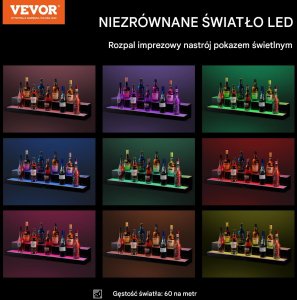 Podświetlana Półka na Butelki LED 102 cm Zdalne Sterowanie 6