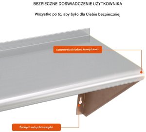 Półka ścienna 30x91 cm stal nierdzewna 113 kg - do kuchni baru hotelu 4