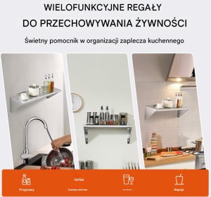 Półka ścienna 30x91 cm stal nierdzewna 113 kg - do kuchni baru hotelu 6