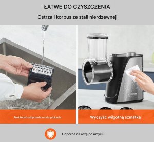 ELEKTRYCZNA SZATKOWNICA WARZYW TARKA ROZDRABNIACZ 10 cm 4