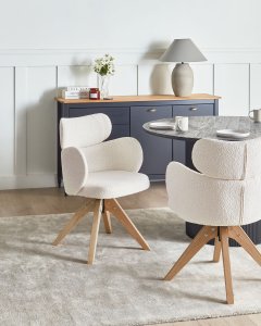 Krzesło do jadalni Obrotowy MARCY Boucle Jasnobeżowy 2