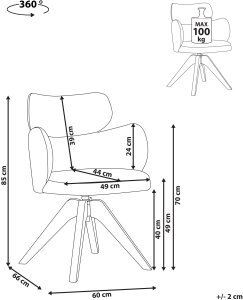 Krzesło do jadalni Obrotowy MARCY Boucle Jasnobeżowy 3