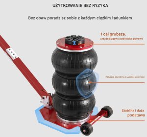 Podnośnik pneumatyczny 3t do samochodów szybki lifting 44.9cm czerwony 12