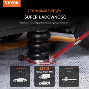 Podnośnik pneumatyczny 3t do samochodów szybki lifting 44.9cm czerwony 8