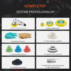 Vevor Mini polerka samochodowa szlifierka pneumatyczna polerka 2,5/5/7,6 cm 5