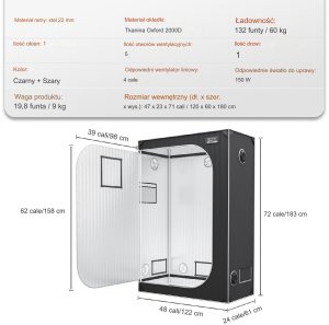 Namiot do uprawy roślin namiot uprawowy 122 x 61 x 183 cm 6