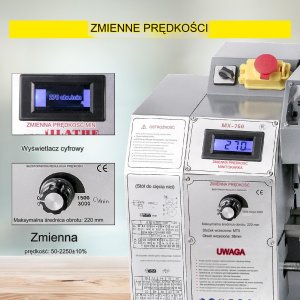 Tokarka do metalu 1100W 220x750mm zmienna prędkość cyfrowa MT5 MT2 11