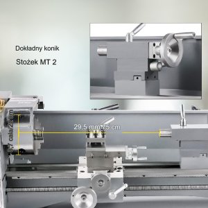 Tokarka do metalu 1100W 220x750mm zmienna prędkość cyfrowa MT5 MT2 7