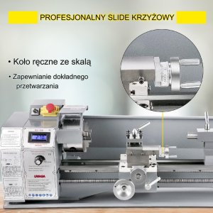 Tokarka do metalu 1100W 220x750mm zmienna prędkość cyfrowa MT5 MT2 8