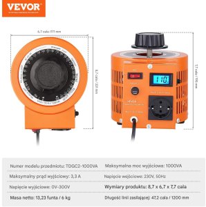 Regulator napięcia 1000V 0-300V 6,6A z wyświetlaczem LCD CE 2