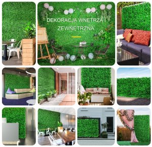 Sztuczna Trawa Panel Bukszpan 6szt 20x20cm Dekoracja Ogród Prywatność 12