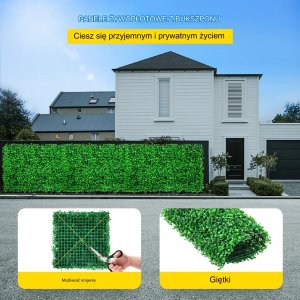 Sztuczna Trawa Panel Bukszpan 6szt 20x20cm Dekoracja Ogród Prywatność 13
