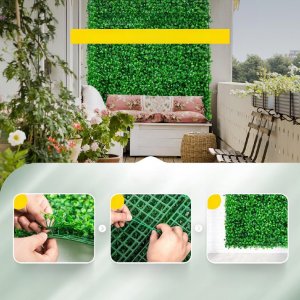 Sztuczna Trawa Panel Bukszpan 6szt 20x20cm Dekoracja Ogród Prywatność 5