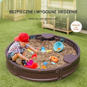 Piaskownica plastikowa okrągła zamykana z pokrywą 120x120 cm 2