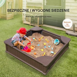 Vevor Piaskownica kwadratowa z pokrywą 123.5 x 125.5 cm 3