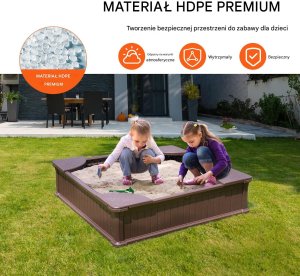 Piaskownica kwadratowa plastikowa zamykana z pokrywą 123x123 cm 5