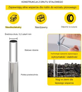 PODPÓRKI TYCZKI DO POMIDORÓW RÓŻ PERGOLA ROŚLIN KWIATY 10 SZT. 9