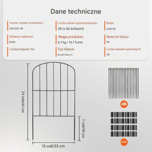 Płot Ogrodowy 28 Części 61 x 33 cm 2