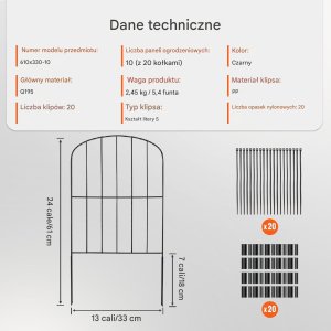Płot Ogrodowy 10 Części 61 x 33 cm 2