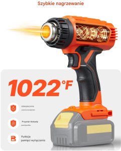 Opalarka Elektryczna Pistolet Termiczny Regulacja Temperatury LCD 4 Dysze 9