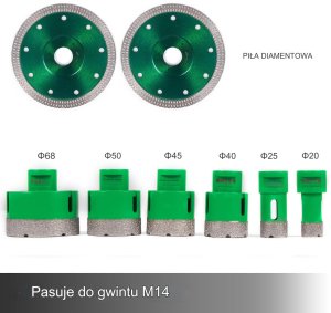 Otwornice diamentowe do betonu gresu płytek koronki zestaw 20-68mm 6szt. 9