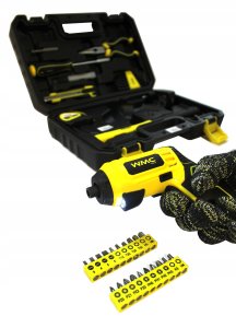 Zestaw narzędzi z wkrętakiem akumulatorym 47el. w walizce 7