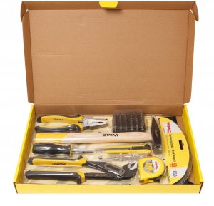 Zestaw narzędzi 50el (wkrętak, bity, szczypce, młotek, kombinerki, miarka, worek) 2