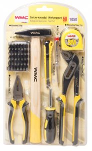 Zestaw narzędzi 50el (wkrętak, bity, szczypce, młotek, kombinerki, miarka, worek) 3