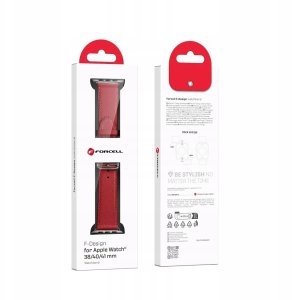 Pasek do Apple Watch Forcell F-Design FA20 dziurki skóra ekologiczna 38 / 40 / 41 mm czerwony 6