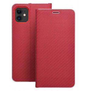 Kabura LUNA Book Carbon do IPHONE 16e (SE 4 2025) czerwony 2