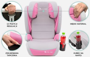 Fotelik samochodowy Stabilus FOTELIK SAMOCHODOWY MODEL BIANCA SZARO-RÓŻOWY R129 100-150 CM ISOFIX 3