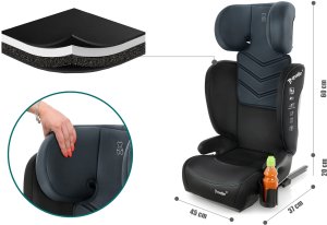 FOTELIK SAMOCHODOWY TRAVELLER KK ISOFIX R129 CZARNO-STALOWY 7