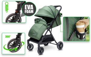 Wózek Globber WÓZEK DZIECIĘCY SPACERÓWKA LITTLE RIDER ZEFIR ZIELONY 12
