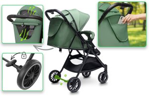 Wózek Globber WÓZEK DZIECIĘCY SPACERÓWKA LITTLE RIDER ZEFIR ZIELONY 13