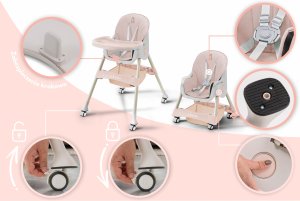 DZIECIĘCE KRZESEŁKO DO KARMIENIA KARMELEK 4W1 RÓŻOWE 12