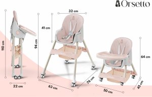 DZIECIĘCE KRZESEŁKO DO KARMIENIA KARMELEK 4W1 RÓŻOWE 6