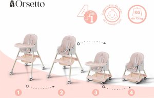 DZIECIĘCE KRZESEŁKO DO KARMIENIA KARMELEK 4W1 RÓŻOWE 7