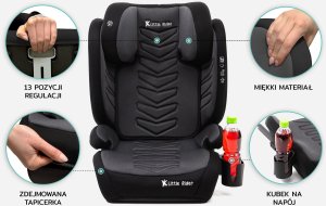 Fotelik samochodowy Monroe FOTELIK SAMOCHODOWY MODEL VINCENT SZARO-CZARNY PIKOWANY R129 100-150 CM ISOFIX 2