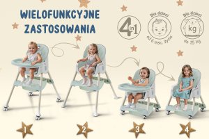 DZIECIĘCE KRZESEŁKO DO KARMIENIA CYNAMONEK 4W1 ZIELONE 11