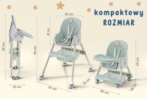 DZIECIĘCE KRZESEŁKO DO KARMIENIA CYNAMONEK 4W1 ZIELONE 12