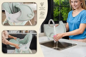 DZIECIĘCE KRZESEŁKO DO KARMIENIA CYNAMONEK 4W1 ZIELONE 14