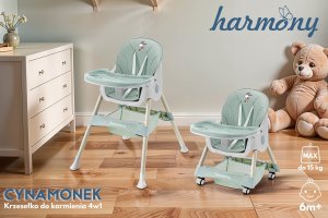 DZIECIĘCE KRZESEŁKO DO KARMIENIA CYNAMONEK 4W1 ZIELONE 2