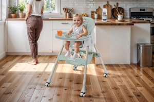DZIECIĘCE KRZESEŁKO DO KARMIENIA CYNAMONEK 4W1 ZIELONE 3